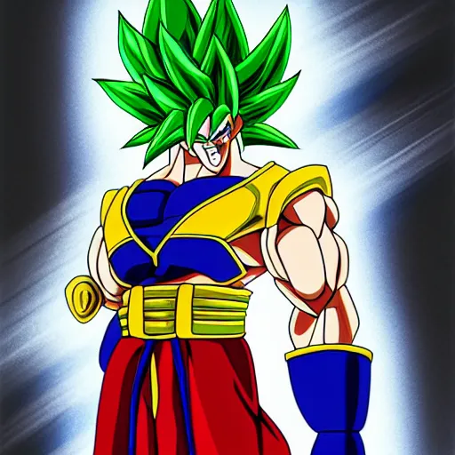 Prompt: a fusion of broly and vegeta
