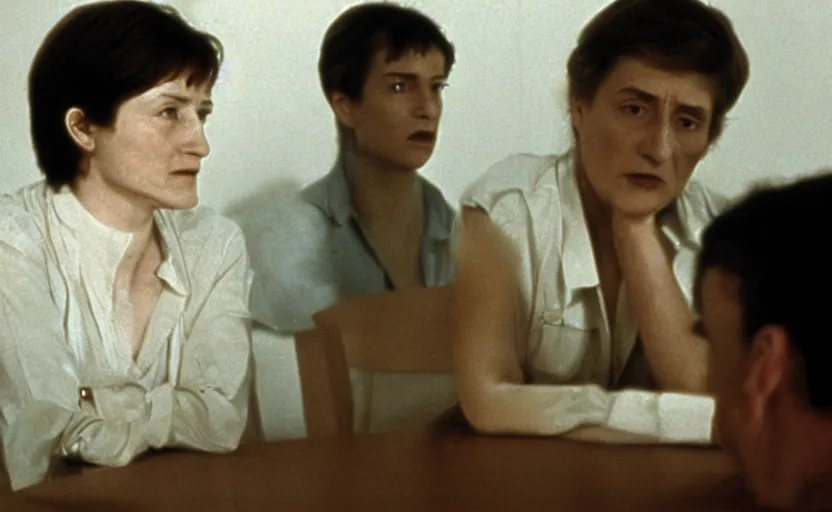 Image similar to a still from a movie directed by chantal akerman, high quality, very detailed,