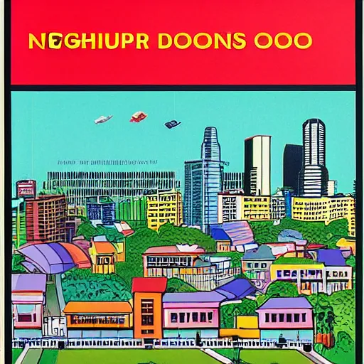 Image similar to 1 9 9 0 s singaporean public education poster for neighbourhoods