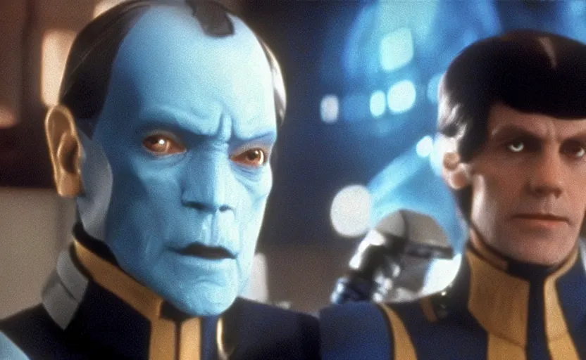 Image similar to grand admiral thrawn in empire strikes back, 1 9 8 0