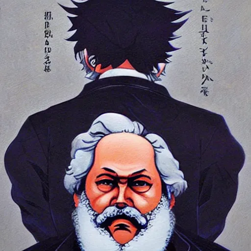 Image similar to beautiful amazing anime portrait painting of karl marx. by koyoharu gotouge, kohei horikoshi, tatsuya endo, satoshi kon