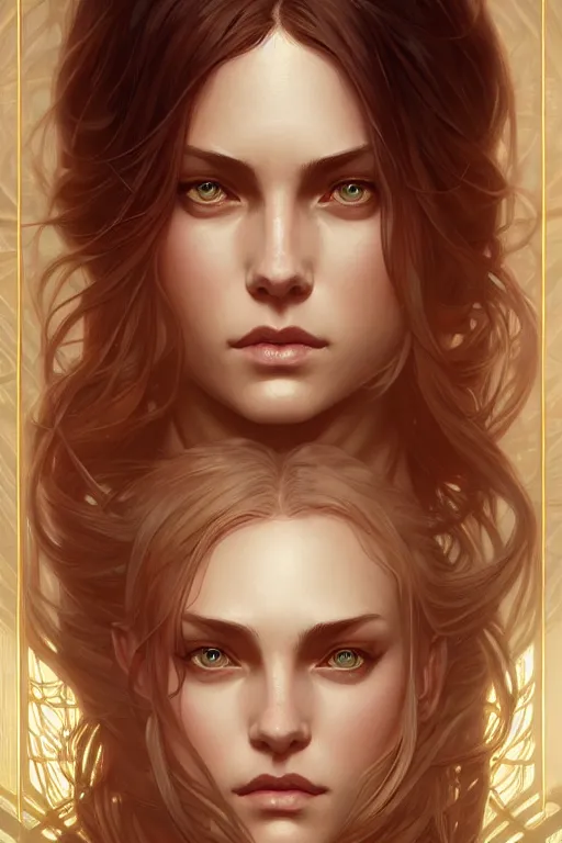 Image similar to symmetry!! intense fanart of gemma as acotar protagonist, intricate, elegant, highly detailed, my rendition, digital painting, artstation, concept art, smooth, sharp focus, illustration, art by artgerm and greg rutkowski and alphonse mucha