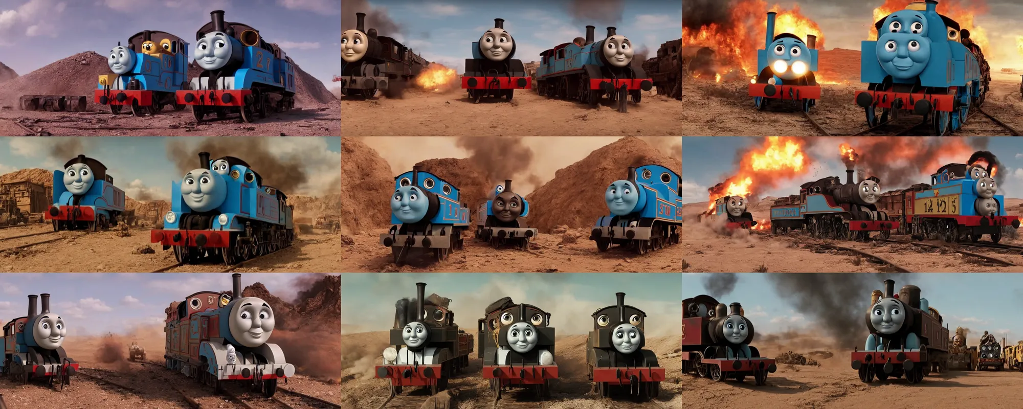 Image similar to still frame of Thomas the Tank Engine in MAD MAX: FURY ROAD (2015)