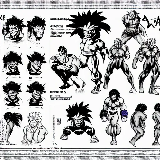 Image similar to akuma character model sheet, front and back, street fighter iii : third strike, capcom official media, super high resolution pixel art