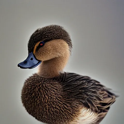 Prompt: extremely detailed photo of a duck in a fuzzy sweater, Sigma 80mm, by Joel Sternfield