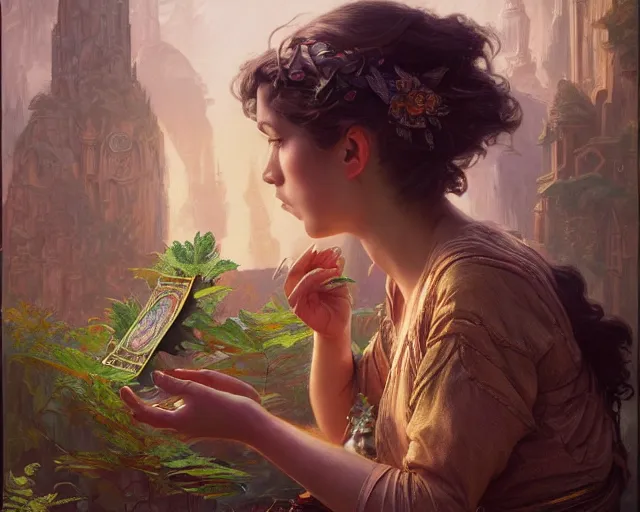 Image similar to photography of fern isabel coppedge, deep focus, d & d, fantasy, intricate, elegant, highly detailed, digital painting, artstation, concept art, matte, sharp focus, illustration, hearthstone, art by artgerm and greg rutkowski and alphonse mucha