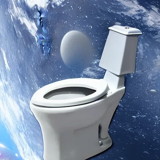 Prompt: a toilet in the middle of space