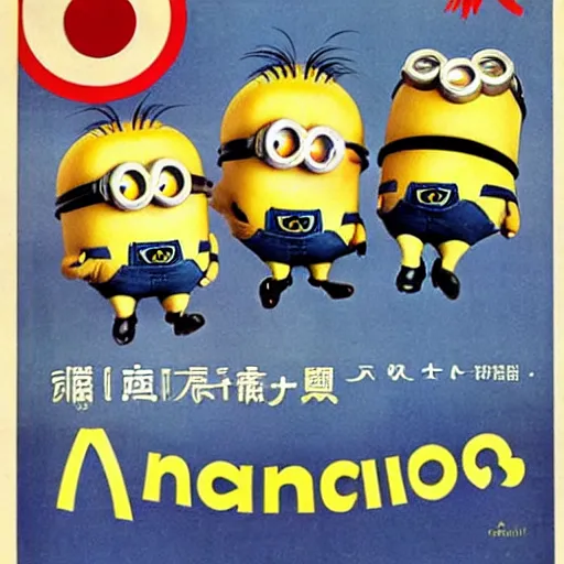 Image similar to japanese maganize advert for minions, 1 9 4 3