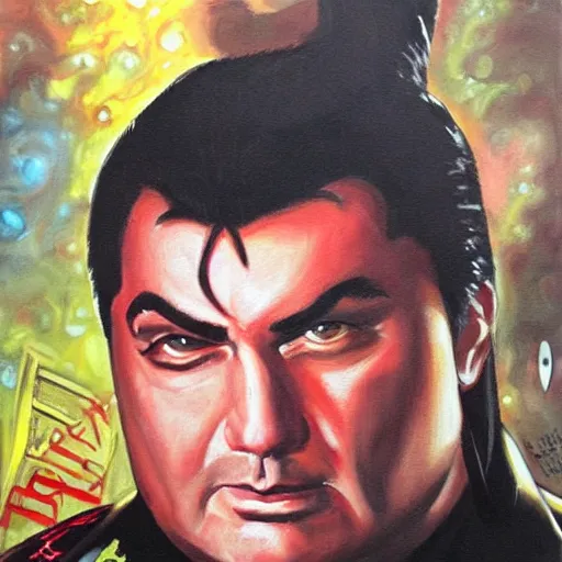 Image similar to epic painting of Robert Z'Dar with a large chin