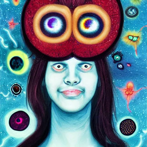 Image similar to surreal girl with 7 eyes