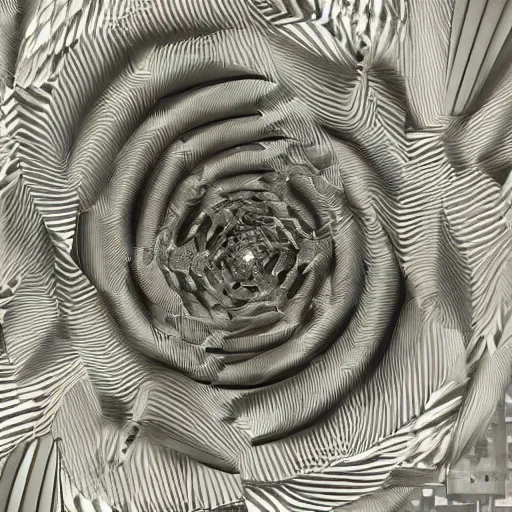 Image similar to hyperbolic spacetime vortex powers the void. by mc escher, hyperrealistic photorealism acrylic on canvas, resembling a high resolution photograph