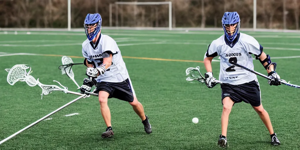 Prompt: lacrosse player, soccer field, cascade helmet, realistic photo, running, very detailed, 8 k, high resolution, no grain, symmetry, normal proportions, sports illustrated style, cascade xrs custom lacrosse helmet, brine lacrosse stick, brine lacrosse king v gloves, nike alpha huarache 7 elite, stx surgeon 7 0 0 lacrosse arm guards, arriflex 3 5 ii