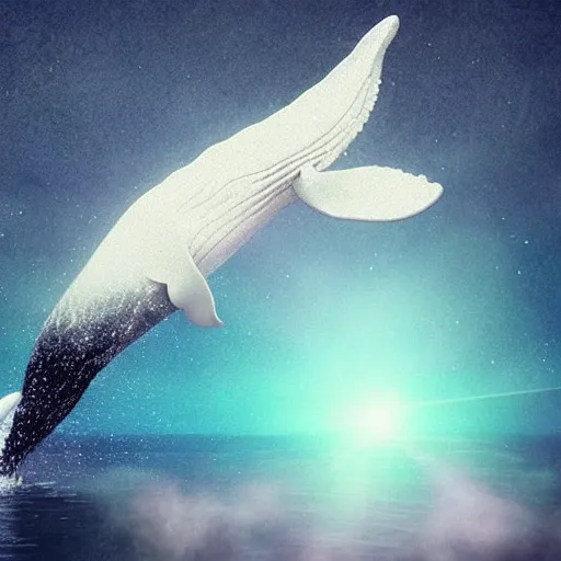 Image similar to photomanipulation of a whale that has tiny fairy wings, the wings are inspired by tooth fairy's wings, fully detailed, 4 k, real footage