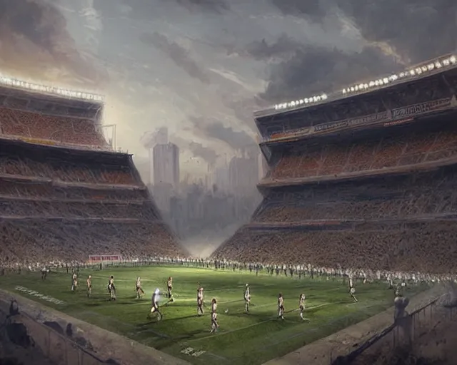 Image similar to a football stadium in the style of ancient rome architecture, art by greg rutkowski and artgerma, stunning concept art, exterior design