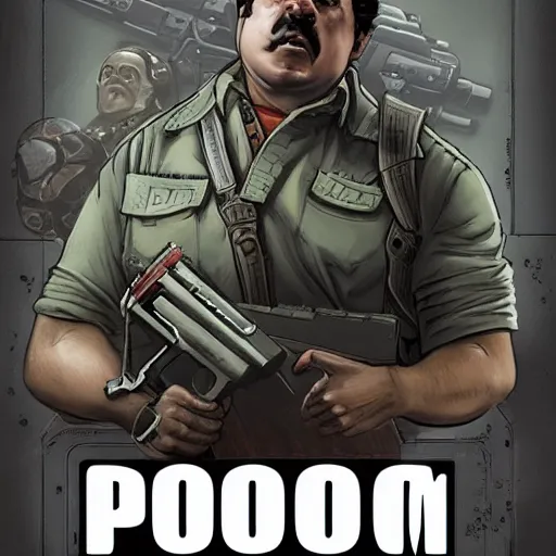 Prompt: pablo escobar doom slayer