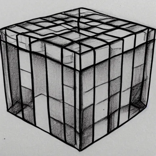 Image similar to a pencil sketch of a transparent cube