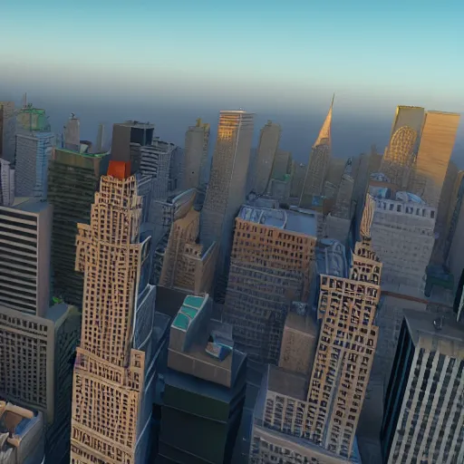 Image similar to A person standing on top of a rooftop with New York City below, 3D, Unreal Engine