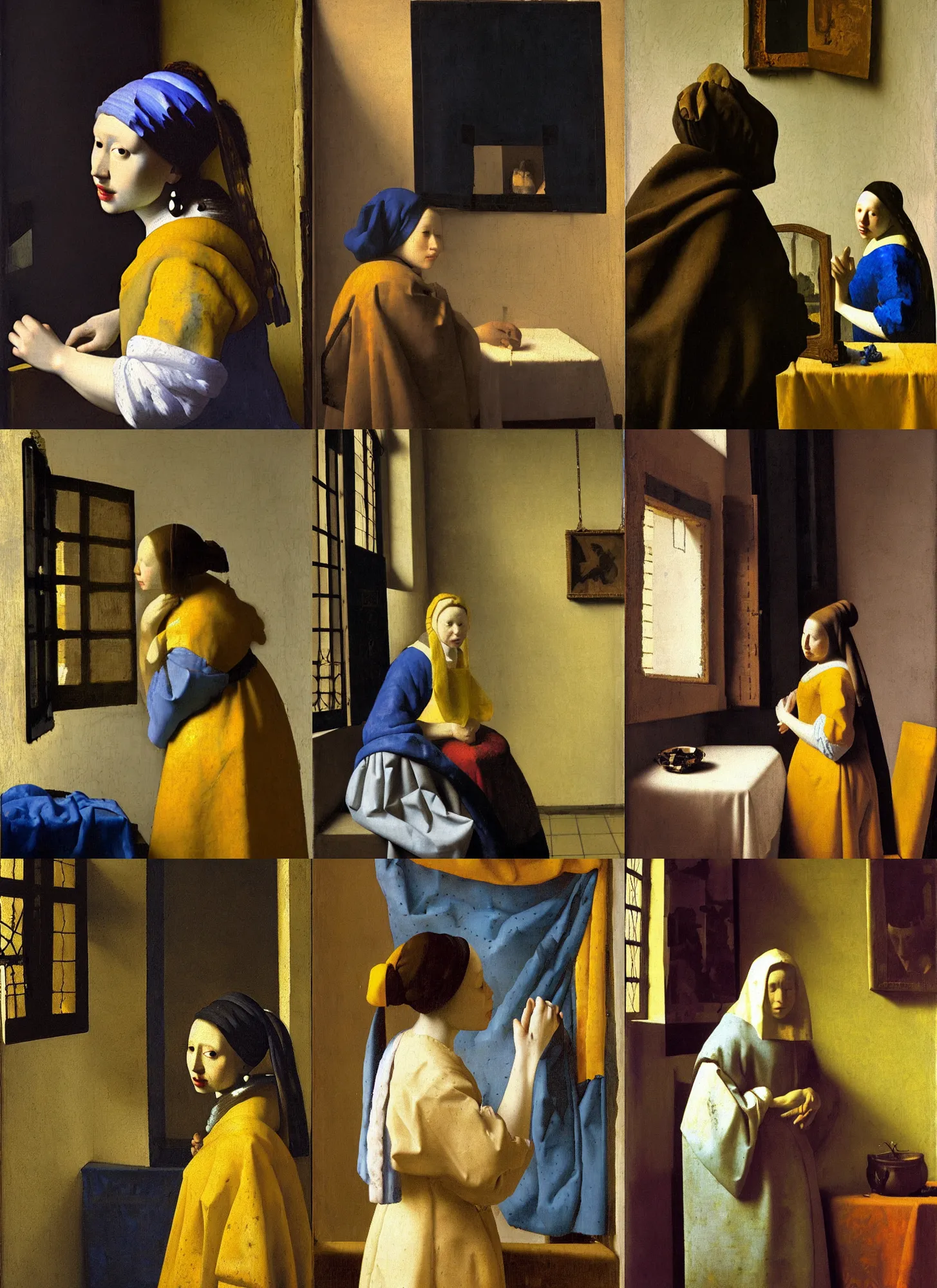 Prompt: woman at the window by johannes vermeer