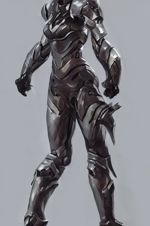 Prompt: full body girl metal armor dynamic poses painting trending on artstation