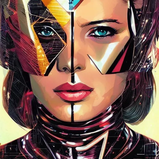 Image similar to beautiful portrait of a female android, by DC comics and Sandra Chevrier