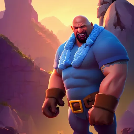 Image similar to Dwayne Johnson as a Clash Royale character, mattepainting concept Blizzard pixar maya engine on stylized background splash comics global illumination lighting artstation lois van baarle, ilya kuvshinov, rossdraws