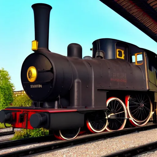 Image similar to a steam engine train at a station platform, highly detailed, photorealistic portrait, bright studio setting, studio lighting, crisp quality and light reflections, unreal engine 5 quality render