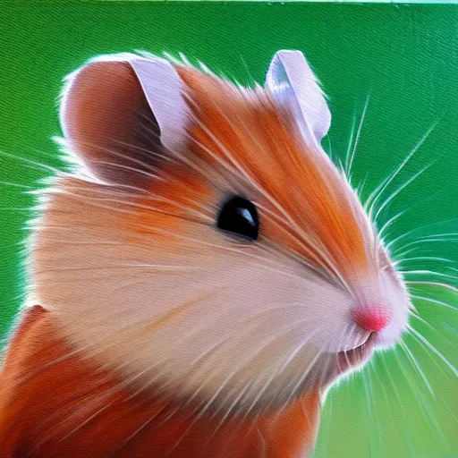 Prompt: A realistic oil painting of a magical Hamster wizard