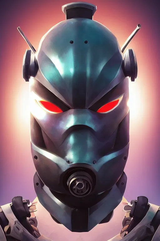 Image similar to epic mask helmet robot ninja portrait stylized as fornite style game design fanart by concept artist gervasio canda, behance hd by jesper ejsing, by rhads, makoto shinkai and lois van baarle, ilya kuvshinov, rossdraws global illumination radiating a glowing aura global illumination ray tracing hdr render in unreal engine 5