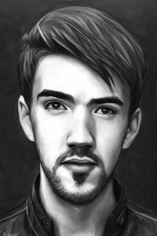 Image similar to Sean McLoughlin, Jacksepticeye, Irish Youtuber, solo portrait, gigachad, grayscale 🎨🖌️