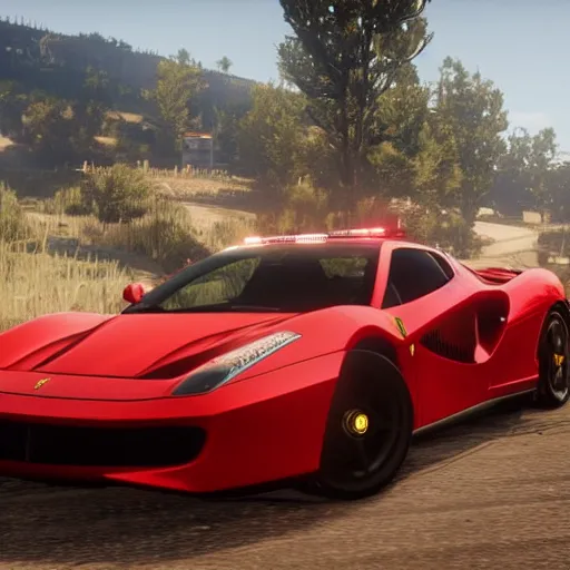 Image similar to police car ferrari in red dead redemption 2