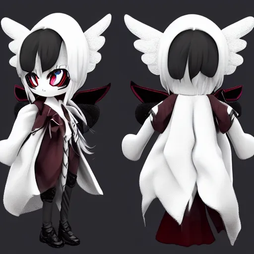 Prompt: cute fumo plush of an androgyne angel with a death wish, punk assassin, vray