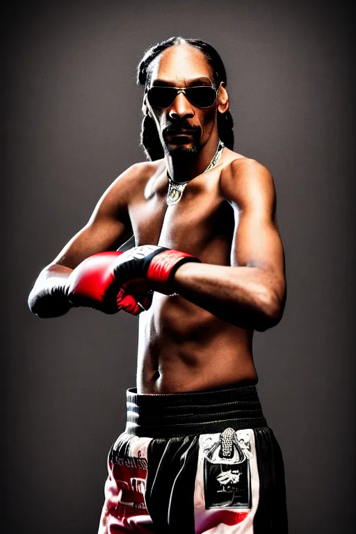 Prompt: snoop dogg join muay thai and be ufc fighter, high resolution, photorealistic, smooth, details, 4 k, aesthetic lighting, baroque object, sharp focus, hyperdetailed object, professional photography, pullitzer winning, 8 0 0 photo by : canon eos 5 d mark iv, by karah mew and adnan abidi and jodie bateman