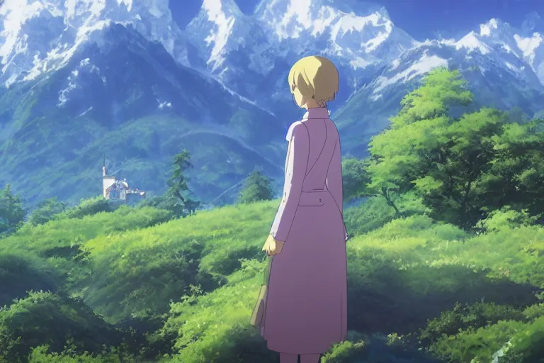 Image similar to still image from the sound of music by makoto shinkai, ultra detailed, finely detailed