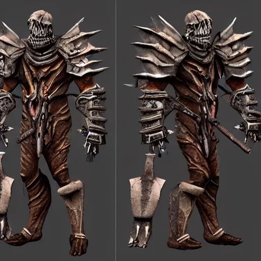 Prompt: ancient bone armor concept, grim display, 4k detailed