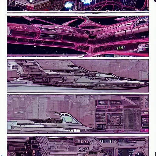 Prompt: cyberpunk spaceship by Laurie Greasley, hyperdetailed, trending on Artstation