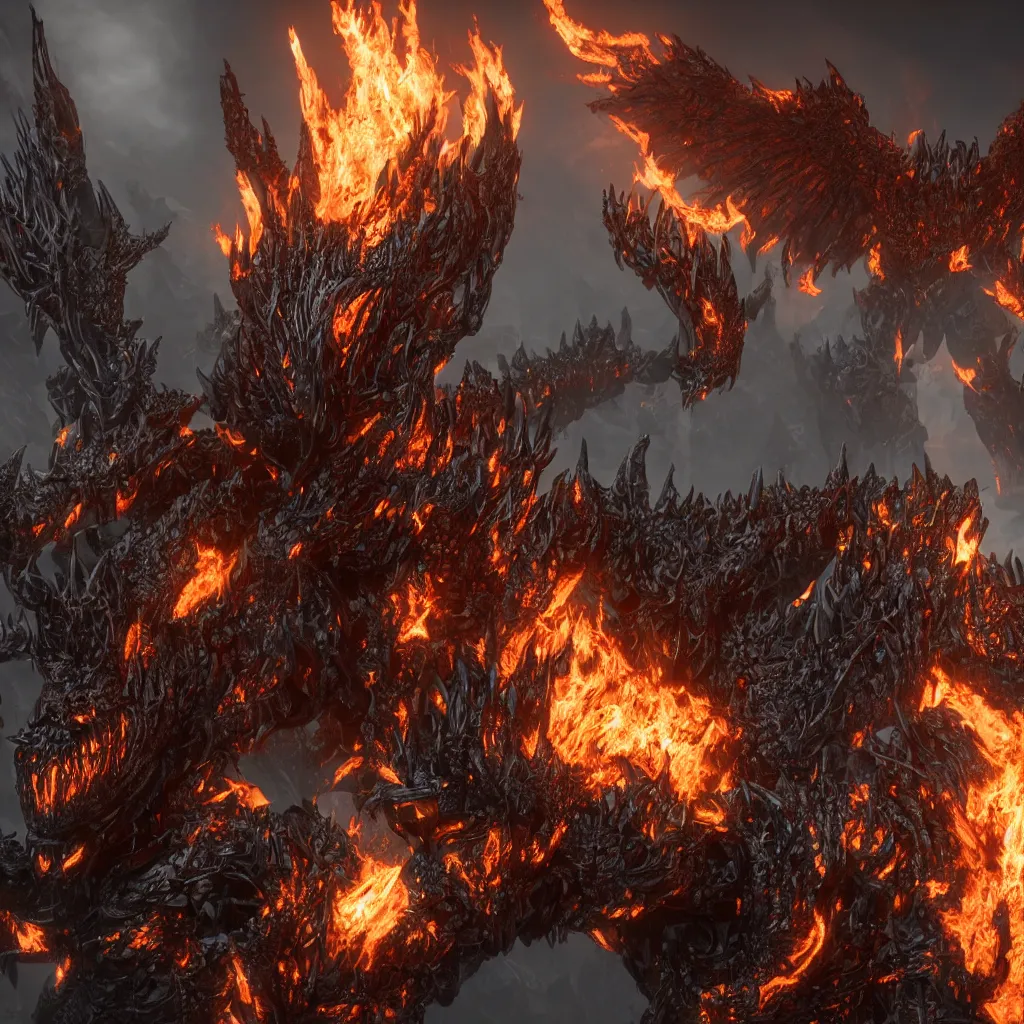 Image similar to 4 k unreal engine render of the deathwing ultra details full body full background digital art