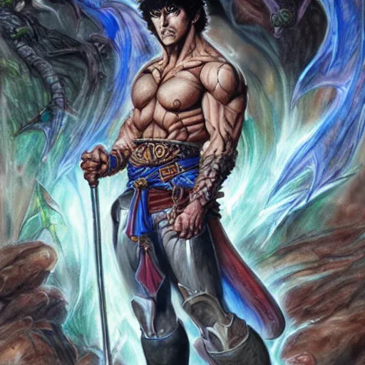 Image similar to Kenshiro as a fantasy D&D character, portrait art by Donato Giancola and James Gurney, digital art, trending on artstation