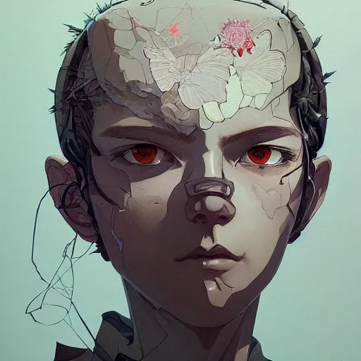 Image similar to prompt : stealthy character portrait soft light painted by james jean and katsuhiro otomo and erik jones, inspired by evangeleon anime, smooth face feature, intricate oil painting, high detail illustration, sharp high detail, manga and anime 1 9 9 9