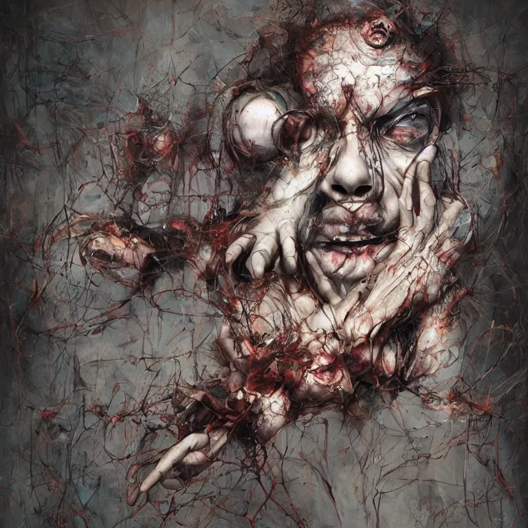 Image similar to tortured souls abstract painting by kevin spring, 3 d render, esao andrews, jenny saville, surrealism, dark art by james jean, ross tran, optical illusions, modern cubism