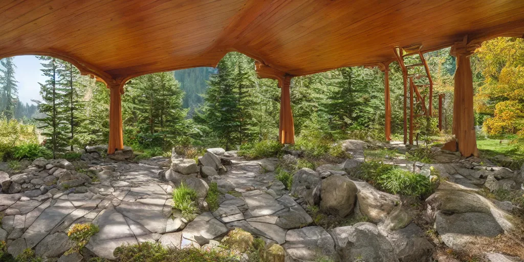 Image similar to residence in the style of rivendell, washington state