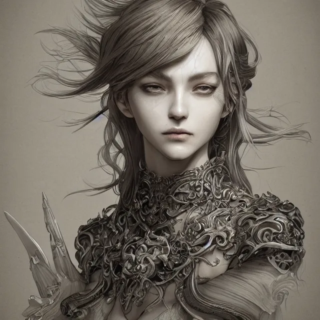 Prompt: a portrait of a lawful evil alignment personified as an absurdly beautiful, graceful, elegant, sophisticated, evil young sensual child, an ultrafine hyperdetailed illustration by kim jung gi, irakli nadar, detailed faces, intricate linework, octopath traveler, final fantasy, unreal engine 5 highly rendered, global illumination, radiant light, detailed and intricate environment