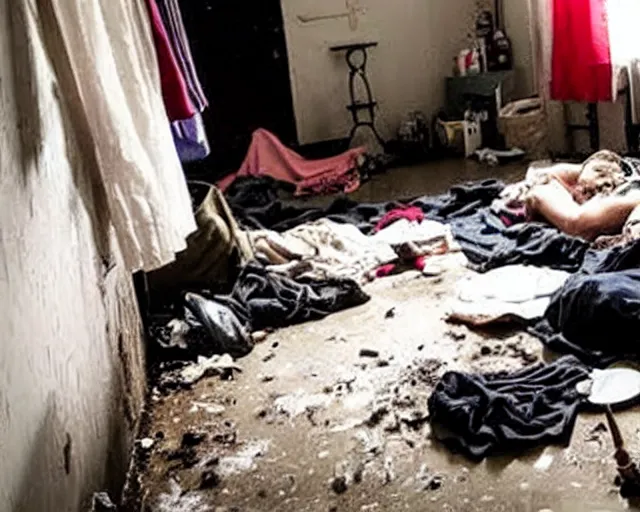 Image similar to very very very dirty room, depression scene