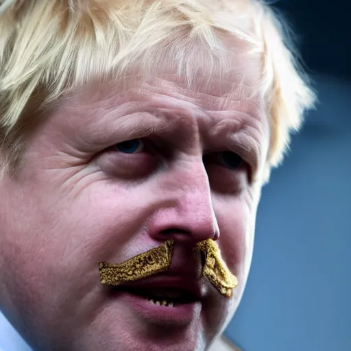 Prompt: medium shot photo of Boris Johnson with a hitler moustache, 4k, ultra HD