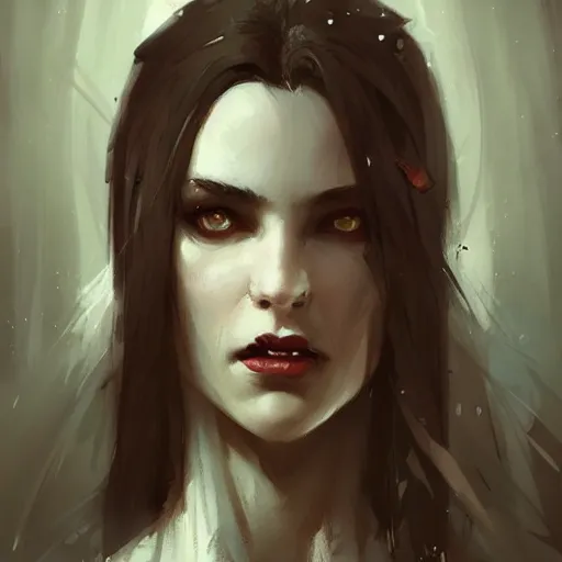 Prompt: portrait of beutiful female vampire, concept art by greg rutkowski, dark and eloquent environment, highly detailed portrait, digital painting, artstation, concept art, smooth, sharp foccus ilustration, artstation hq