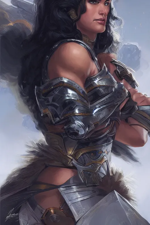 Image similar to amazon valkyrie athena, d & d, fantasy, portrait, highly detailed, headshot, digital painting, trending on artstation, concept art, sharp focus, illustration, art by artgerm and greg rutkowski and magali villeneuve