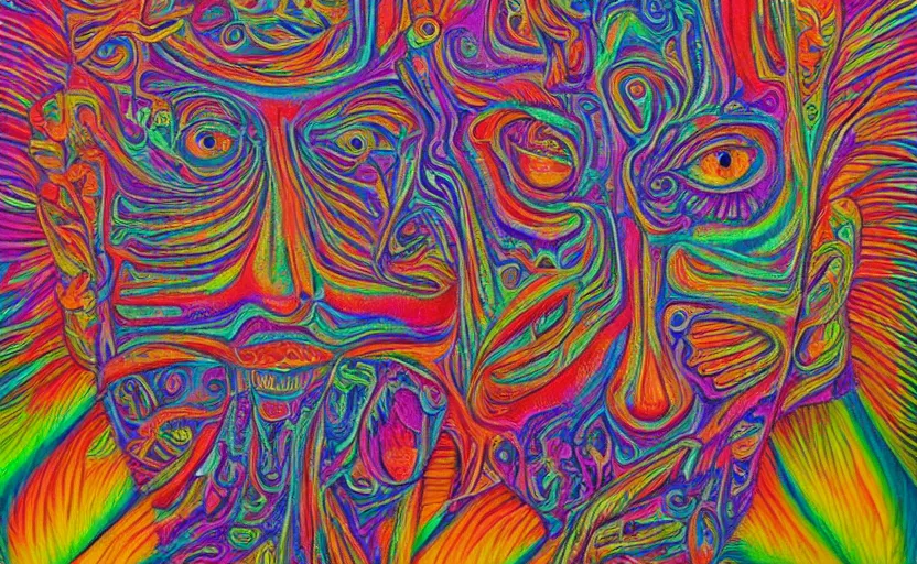 Image similar to psychedelic candy!!!!!!! forest by alex grey, acrylic painting!!!, intricate details!!!!, fine brush!!!!!!