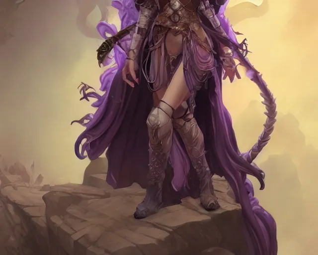 Image similar to Attractive Tiefling Druid, She has light brown skin, dark purple hair, and silver eyes full body, dungeons and dragons portrait, highly detailed, digital painting, artstation, concept art, sharp focus, illustration, art by artgerm and greg rutkowski and alphonse mucha