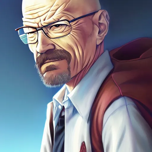 Image similar to anime portrait of walter white as an anime cat girl waifu by Stanley Artgerm Lau, WLOP, Rossdraws, James Jean, Andrei Riabovitchev, Marc Simonetti, and Sakimichan, trending on artstation