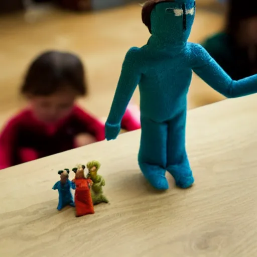 Image similar to these puppets are very small and have a very clear understanding of being only one inch tall.