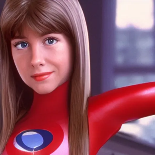 Image similar to live action young jennifer anniston as elastigirl